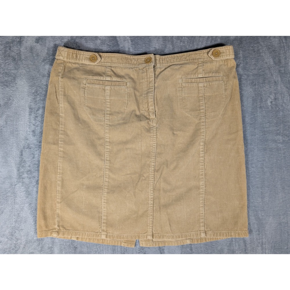 Ann Taylor Loft Corduroy Mini Skirt Beige Tan Cotton Straight Pockets Size 14